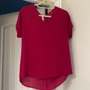 V neck pink blouse